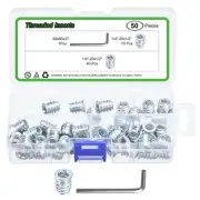 50Pcs Threaded Inserts, 1/4"-20x1/2" Threaded Inserts for Wood Working Tools