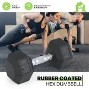 30 LB Coated Rubber Hex Dumbbell Single Barbell Gym Home Cast Iron Hand Weight