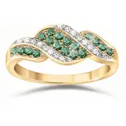 Genuine Emerald & Diamond Cascade Of Royalty Ring