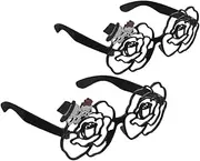 LIFKOME 2pcs Decorative Flower Glasses Unique Party Eyewear for Halloween and Festivals Fun Photo Props Comfortable Wear Quirky Design for Celebrations and Events
