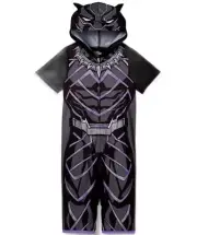 Black Panther Boy's Lightweight Polyester Costume Hooded Pajama Short One-Piece