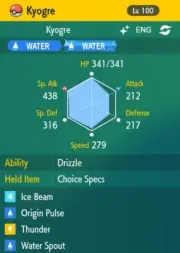 Pokemon Scarlet and Violet 6iv Shiny Max EV Kyogre
