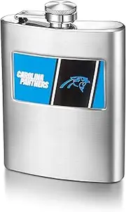 NFL Carolina Panthers 8-Ounce Matte Finished Stainless Steel Hip Flask with Rectangular Team Emblem and Funnel