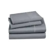 600 Thread Count 100% Cotton Sheet-Grey Flannel-Full Sheet Set-4 Piece Long S...