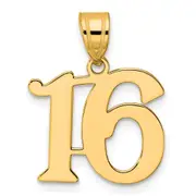 14k Yellow Gold Polished Number 16 Pendant