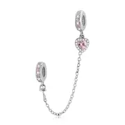 925 Sterling Silver Heart Zircon Safety Chain For Diy Bracelets & Necklaces