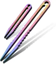 Canku 2pcs Mini Tweezers Titanium Portable Titanium Alloy EDC Tweezers Survival Camping Outdoor Travel Mini Tool(Color) …