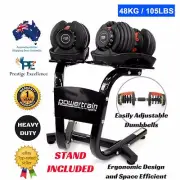 Adjustable Dumbbell Stand Set Home Gym Weight Exercise Fitness 48KG Equipment