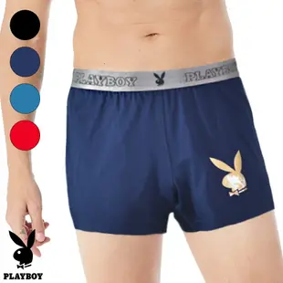 【PLAYBOY】純棉燙金兔頭針織平口褲-土耳其藍