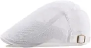[Generic] Men's Mesh Flat Cap Breathable Summer Newsboy Hat Beret Cabbie Hat Newsboy Hat for Driving