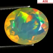 4.13 ct AIG Certified Pretty Oval Shape (14 x 11 mm) Rainbow Opal Loose Gemstone