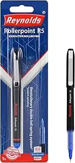 Reynolds ROLLER POINT Pen R5 3 CT Pouch - BLUE | Stylish Metal Clip Premium Look Rollerball Point Pen for Men Women Students & Office Professionals | Refillable | Smooth & Effortless Writing