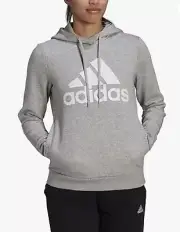 Adidas Essentials Logo Hoodie Women's Heather Gray Fleece HO7892 Plus Size 1X