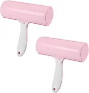 FONDOTIN 2Pcs Pet Hair Remover Roller with Cover Oblique Tear Sticky Lint Picker for Clothes Furniture Car and Carpet Pink Efficient Hair Sticker Roller for Quick Cleaning