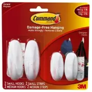 NE 3M COMMAND 17081-2VP VALUE PACK ADHESIVE DESIGNER HANGER HOOKS STRIPS 5677547