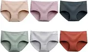 [HEJIGOOD] Cotton Panties for Women Seamless 6-Pack Briefs Full Coverage Mid Rise Underwear Soft Ladies's Hipster Panties