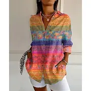 Women's Shirt Flower Daily Stylish Basic Half Sleeve V Neck Regular Tops Daily Holiday Print Light Green Blue Orange Spring Fall
