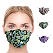 Catzon 3Packs 3D Reusable Breathable Adjustable Cloth Face Masks Glitter Sequin Face Cover-B