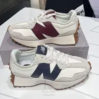 在飛比找Yahoo!奇摩拍賣優惠-New balance 327 酒紅色 深藍 皮革款 復古 