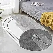 Oval Carpet Bedside, 80x200cm Washable Bedroom Living Room Playroom Dining Rug Small, Non-Slip Balcony Chair Office Decor Floor Mats 90x160cm(3.6ft×6.2ft/110×190cm)