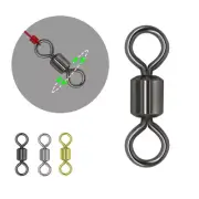 100 Pack Rolling Barrel Swivel Solid Ring Fishing Connector #14-6/0