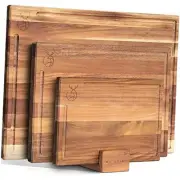 Cutting Board Set (15.75 x 12/13 x 9.5/10 x 7 in) out of Solid Acacia Wood -
