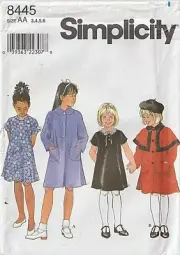 LITTLE GIRL'S DRESS & COAT Sz 3 - 6 SIMPLICITY Pattern 8445 - VTG