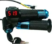 NPKNGZTATW Electric Bike Scooter Universal Voltage Throttle Grip Speed Adjustment Handle with Key Lock Display Battery Power Scooter Parts(Blue Throttle)