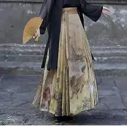 [INSTR] Chinese Black Sling Robe Horse Face Skirt Hanfu 3 Piece Suit Women Ming Dynasty Princess Costume Carnival Vestidos