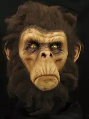 Bad Chimp Brown Halloween Horror Latex Mask Prop, NEW