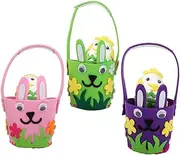 GOOHOCHY 3pcs Easter Bunny Candy Basket Adorable Felt Egg Baskets for Parties Festivals Family Gatherings for Egg Hunts Treats