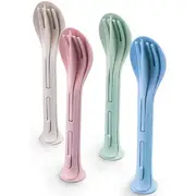 4 Sets Portable 3 in 1 Spoon Fork Knife Tableware Set
