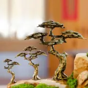 Figurine Tree Small Metal Small Modern Carved Novelty Free Stand Gold Decor