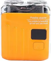 Men's Beard Trimmer, Mini Rotary Electric Trimmer with Dual Precision Magnetic Heads, USB Rechargeable, Orange
