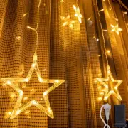 12 Stars 138 LEDs Fairy Lights Star Curtain String 8 Warm White