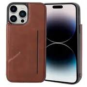 Soka Hanman Card Leather Case (Suits iPhone 15 Pro Max) - Brown
