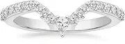 [Mameloly] Wedding Bands for Women Pear & Round Shaped Stackable Cubic Zirconia Half Eternity CZ Curved Engagement Rings for Her Size 4-12