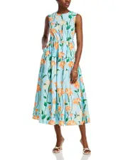 Misook Printed Cotton A Line Dress