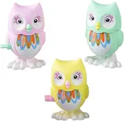 COMNESTBI 3Pcs Wind Up Owl Adorable Clockwork Playthings Educational for Color Present for Boys