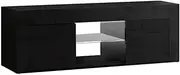 [Artiss] TV Unit Cabinet Entertainment Units, 130cm Length Stand Table Cabinets Storage Shelf Organiser Cupboard Home Living Room Bedroom Furniture, 16 Colour Lights High Gloss Black