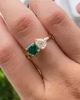 14k Yellow Gold Over 2.00Ct Two Stone Emerald Lab Created Gemstone Ring For Her