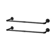 Pack of 2 Wall-Mounted Iron Industrial Pipe Clothes Rail Rack Set
