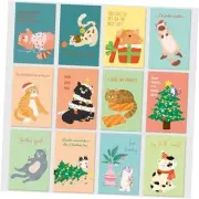 24 Pack Funny Cards Assortment, 12 Assorted Designs Cards with Cat Christmas
