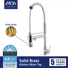ACA Swivel Double Spout Pull Out Kitchen Mixer Tap Laundry Sink Brass Faucet