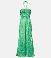 [Poupette St Barth] Poupette St Barth Claudia printed halterneck jumpsuit AU 8 blue