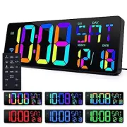 Digital Wall Clock Large Display, 16.5" LED Wall Clock RGB Color 16.5in