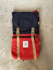 Topo Designs Rover Pack Classic Backpack Recycled Nylon Navy Blue Red, 20L