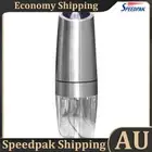 Gravity Electric Salt and Pepper Grinder for Spices Salt Pepper Herbs (Silver) A