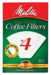 Melitta #4 Cone Paper Coffee Filter White - Measure Markings, 40 Count - 12 Pack
