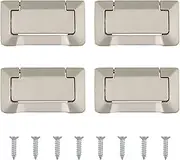 4Pcs Nickel Pocket Doors Drawer Handle Flush Ring Pull, Hidden Concealed Zinc Alloy Knobs for Cabinets, Closets, Drawers